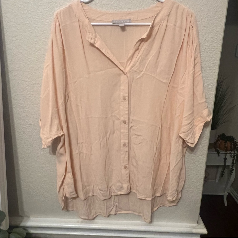 Peach Button-Up Blouse XXL chelsea•28 top